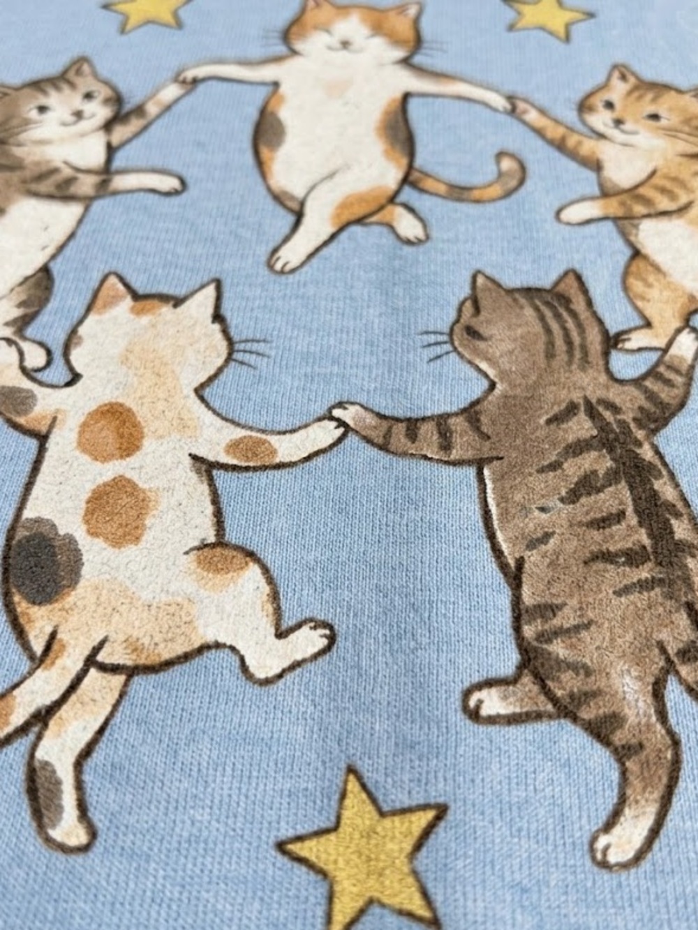 Gildan Light Blue Tee with Playful Cat Circle Graphic - Picture 3 of 3